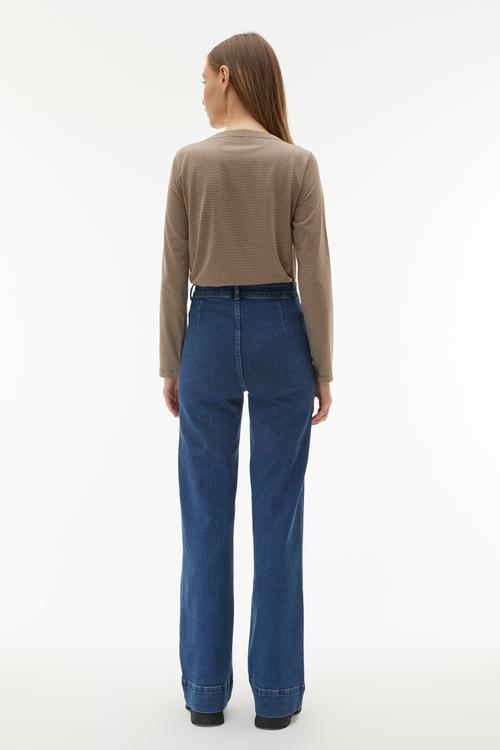  ÇİZGİLİ KAYIK YAKA UZUN KOLLU T-SHIRT