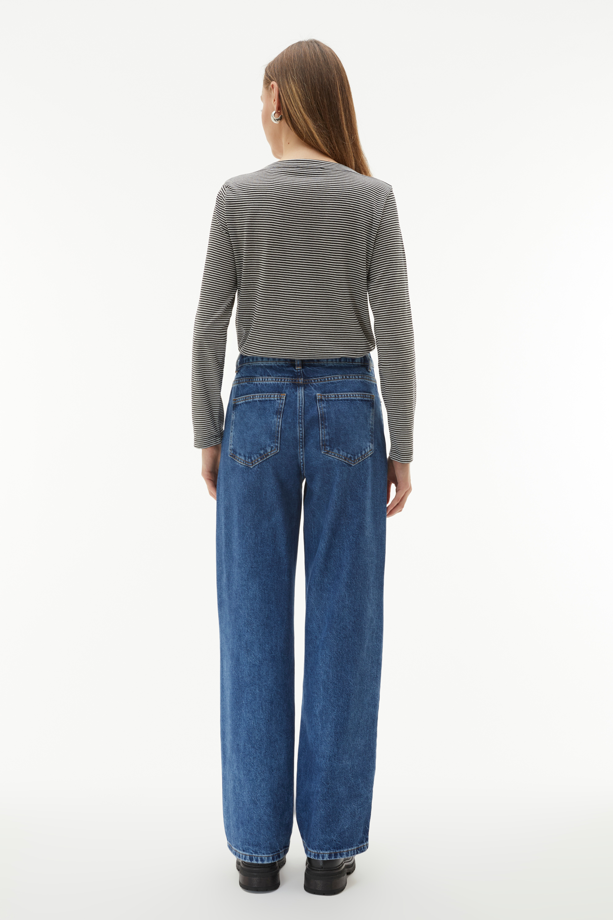 ÇİZGİLİ KAYIK YAKA UZUN KOLLU T-SHIRT