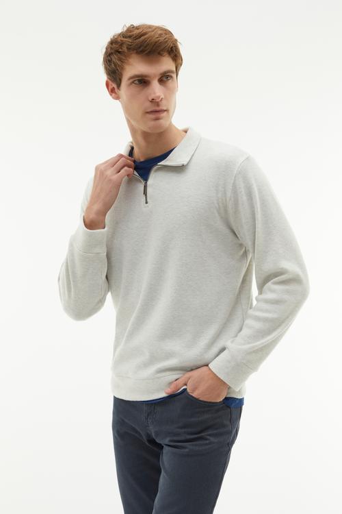  FERMUARLI DİK YAKA SWEATSHIRT