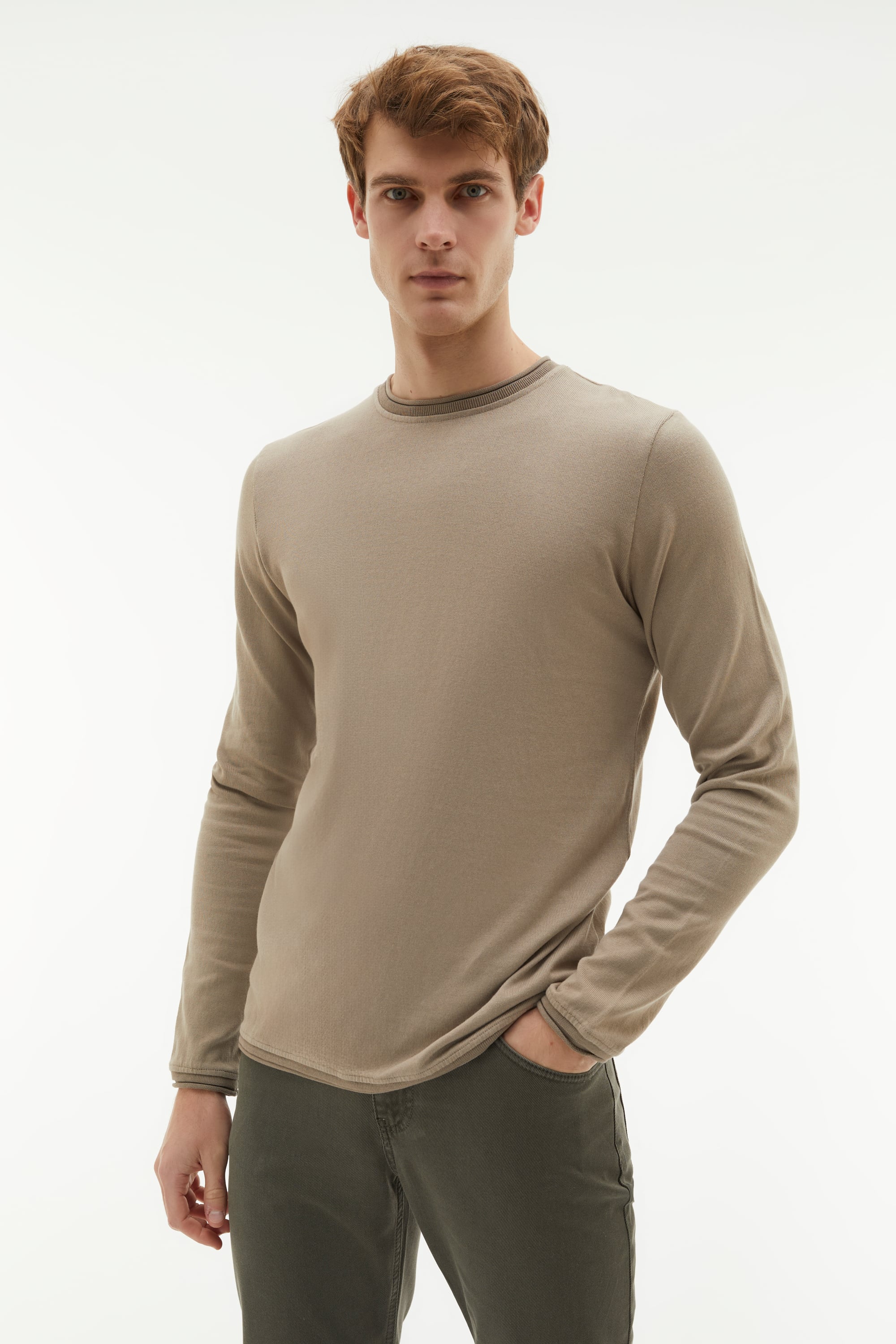 BİSİKLET YAKA UZUN KOLLU KAZAK