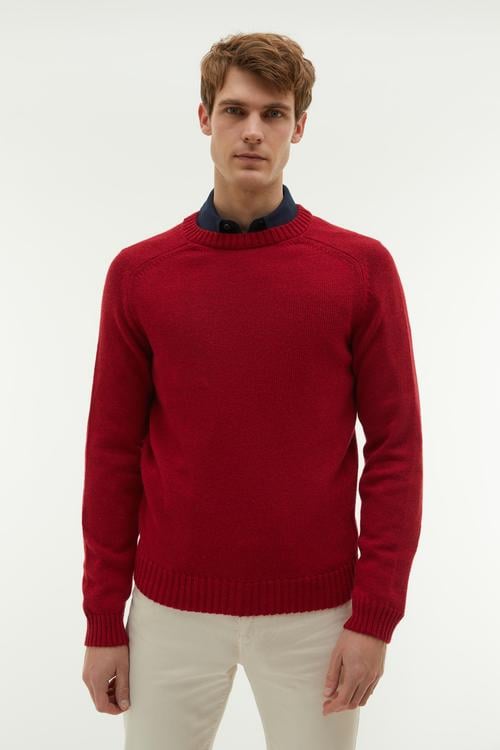 BİSİKLET YAKA YÜN KARIŞIMLI TRİKO KAZAK