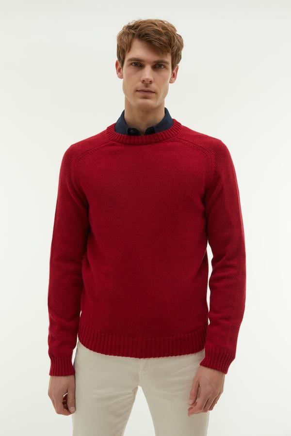 BİSİKLET YAKA YÜN KARIŞIMLI TRİKO KAZAK