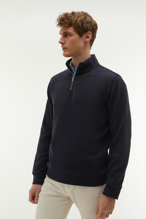  FERMUARLI DİK YAKA SWEATSHIRT