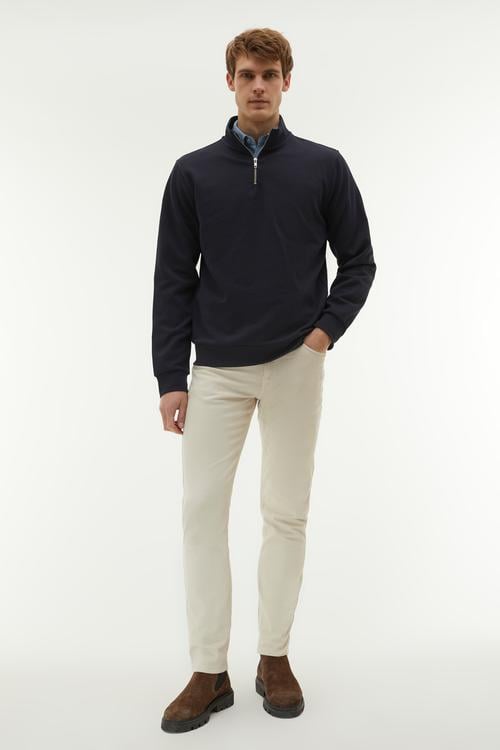  FERMUARLI DİK YAKA SWEATSHIRT