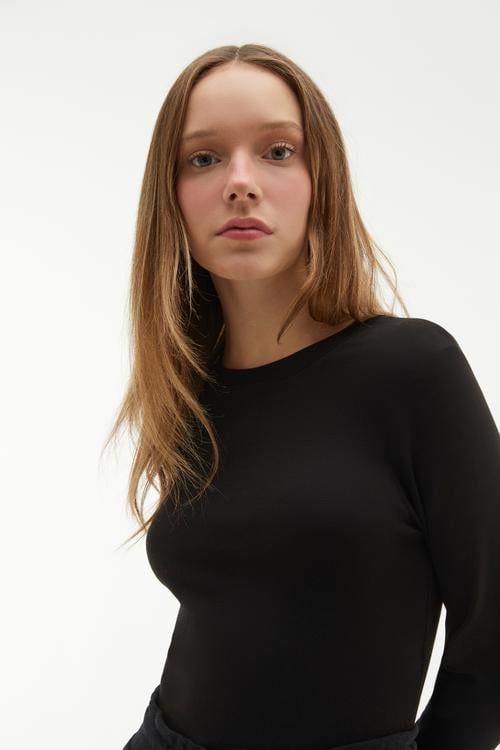  BİSİKLET YAKA FITTED UZUN KOLLU T-SHIRT