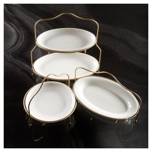  GURME İKİ KATLI OVAL SUNUM-GOLD