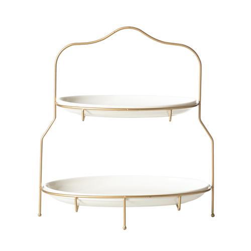  GURME İKİ KATLI OVAL SUNUM-GOLD