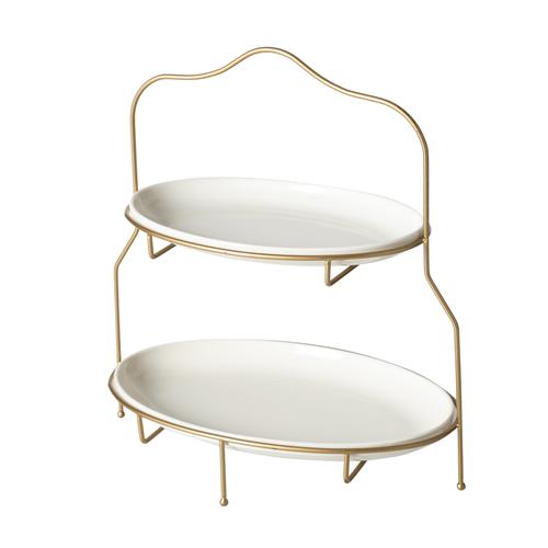  GURME İKİ KATLI OVAL SUNUM-GOLD