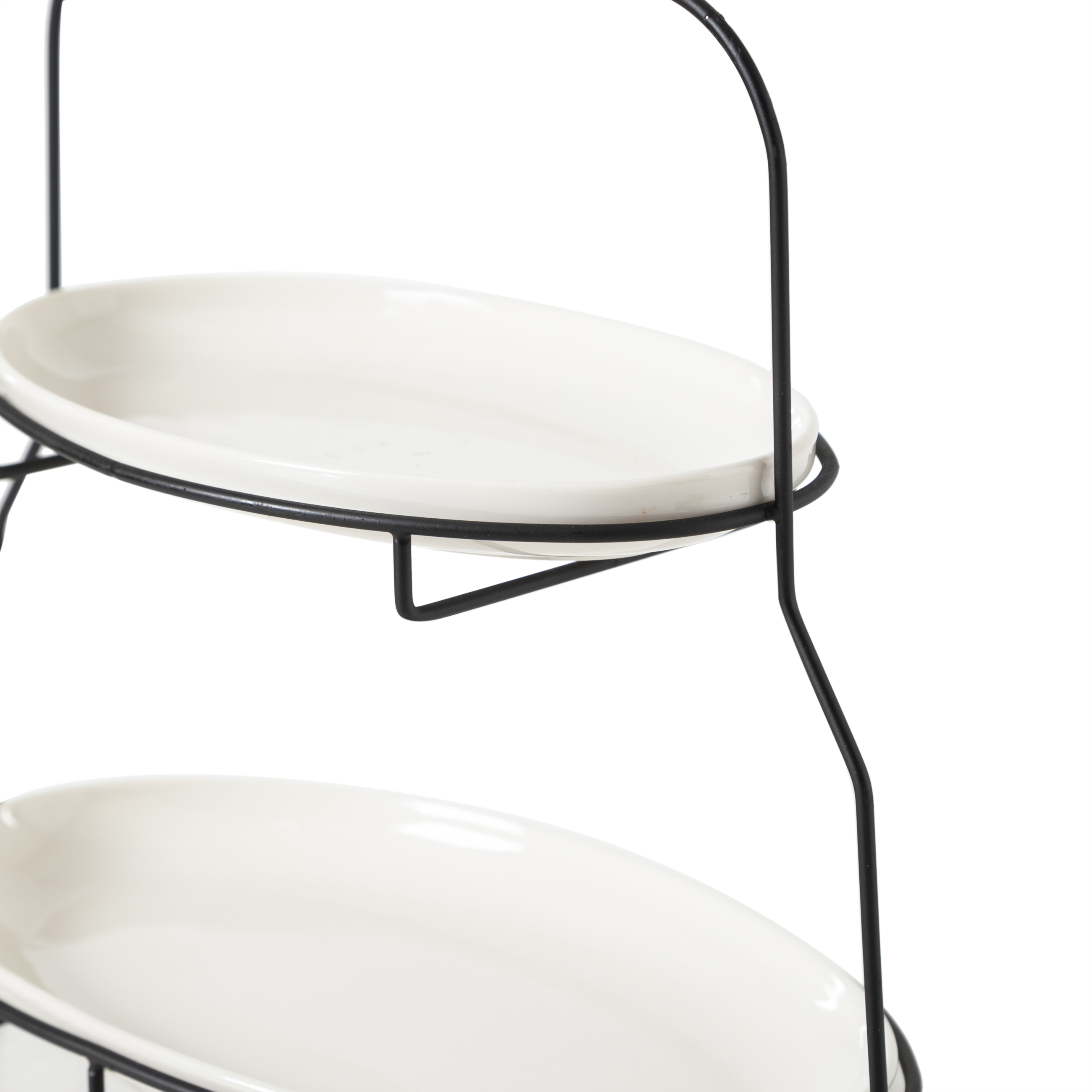 GURME İKİ KATLI OVAL SUNUM - SİYAH