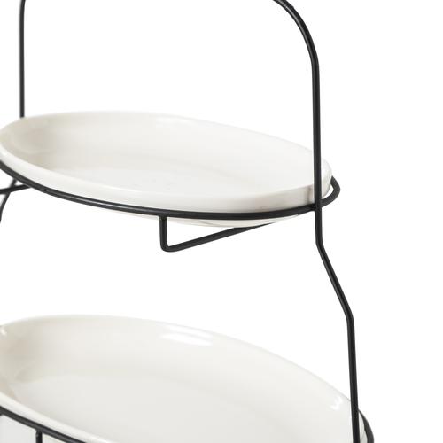  GURME İKİ KATLI OVAL SUNUM - SİYAH