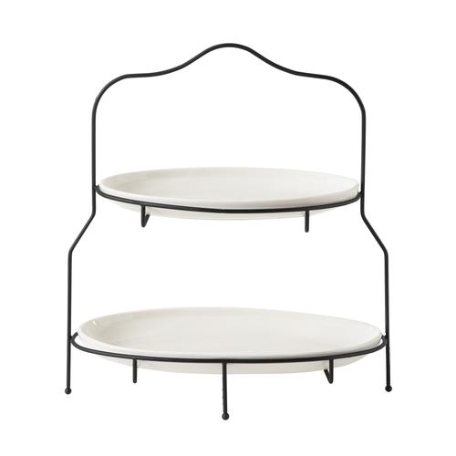  GURME İKİ KATLI OVAL SUNUM - SİYAH