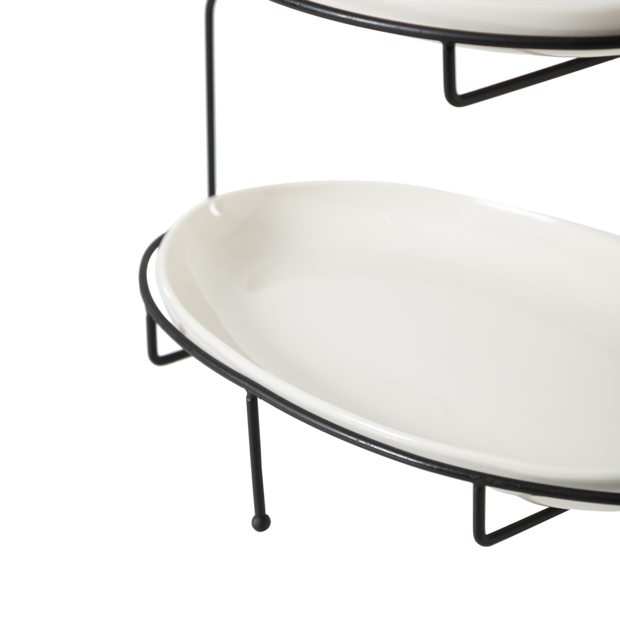 GURME İKİ KATLI OVAL SUNUM - SİYAH