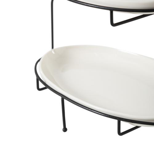  GURME İKİ KATLI OVAL SUNUM - SİYAH