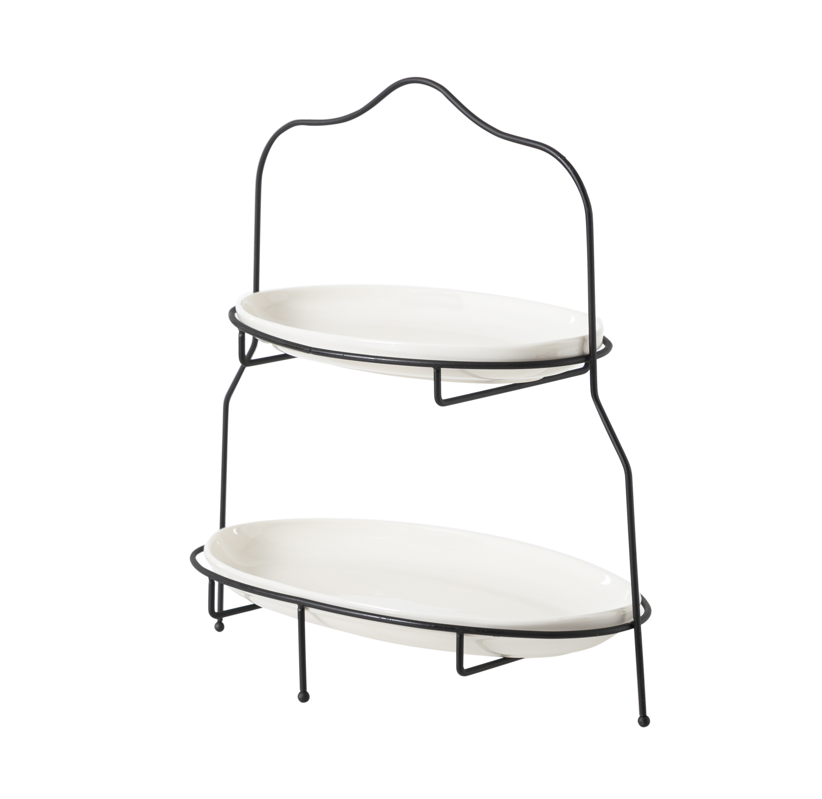 GURME İKİ KATLI OVAL SUNUM - SİYAH