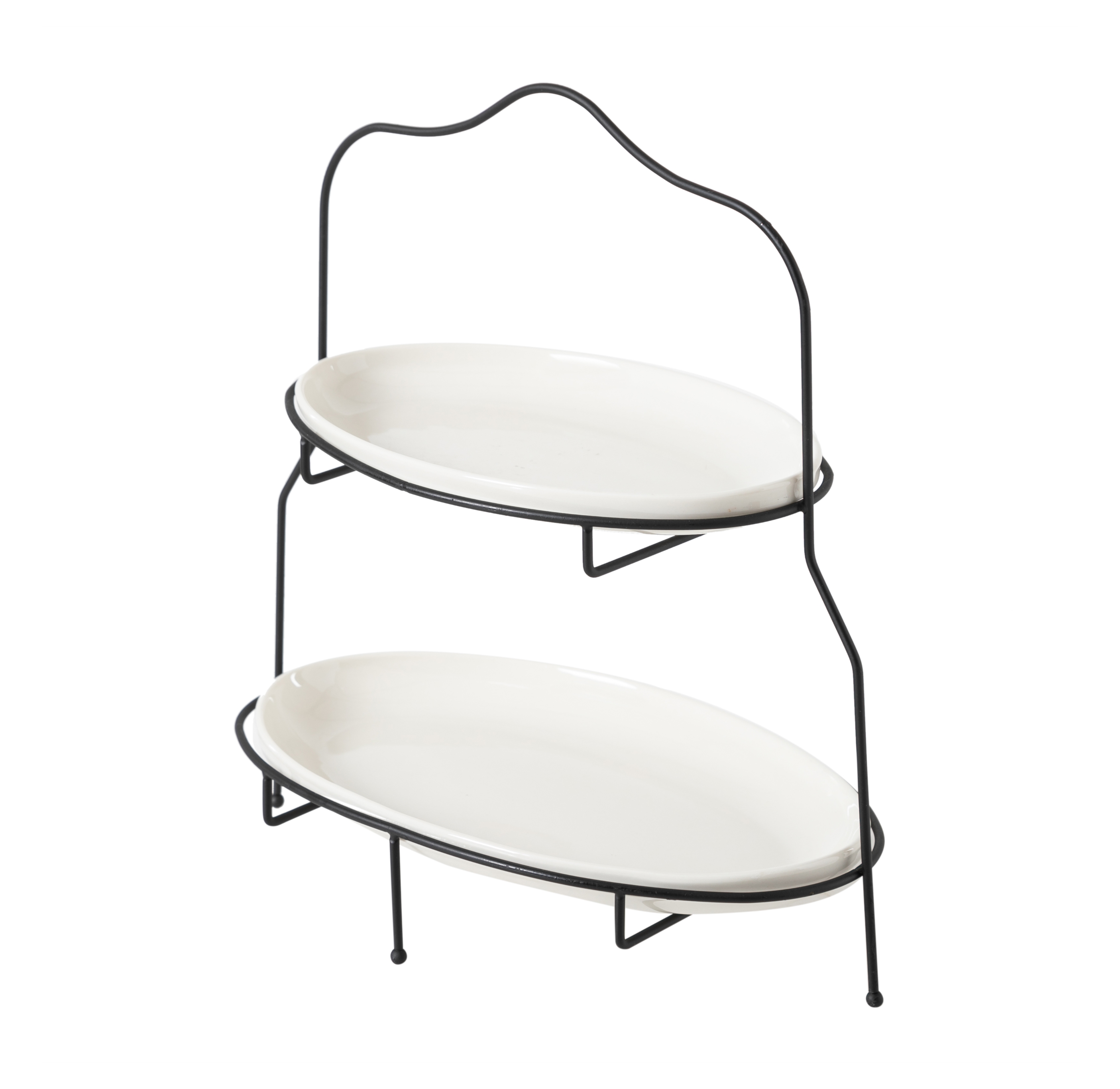 GURME İKİ KATLI OVAL SUNUM - SİYAH