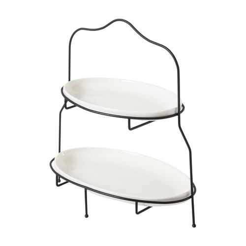  GURME İKİ KATLI OVAL SUNUM - SİYAH