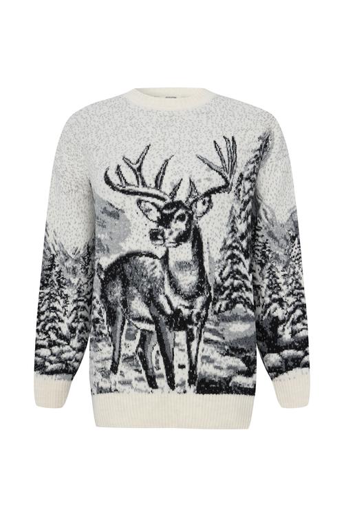  JAKARLI DESENLİ LOOSE FIT KAZAK