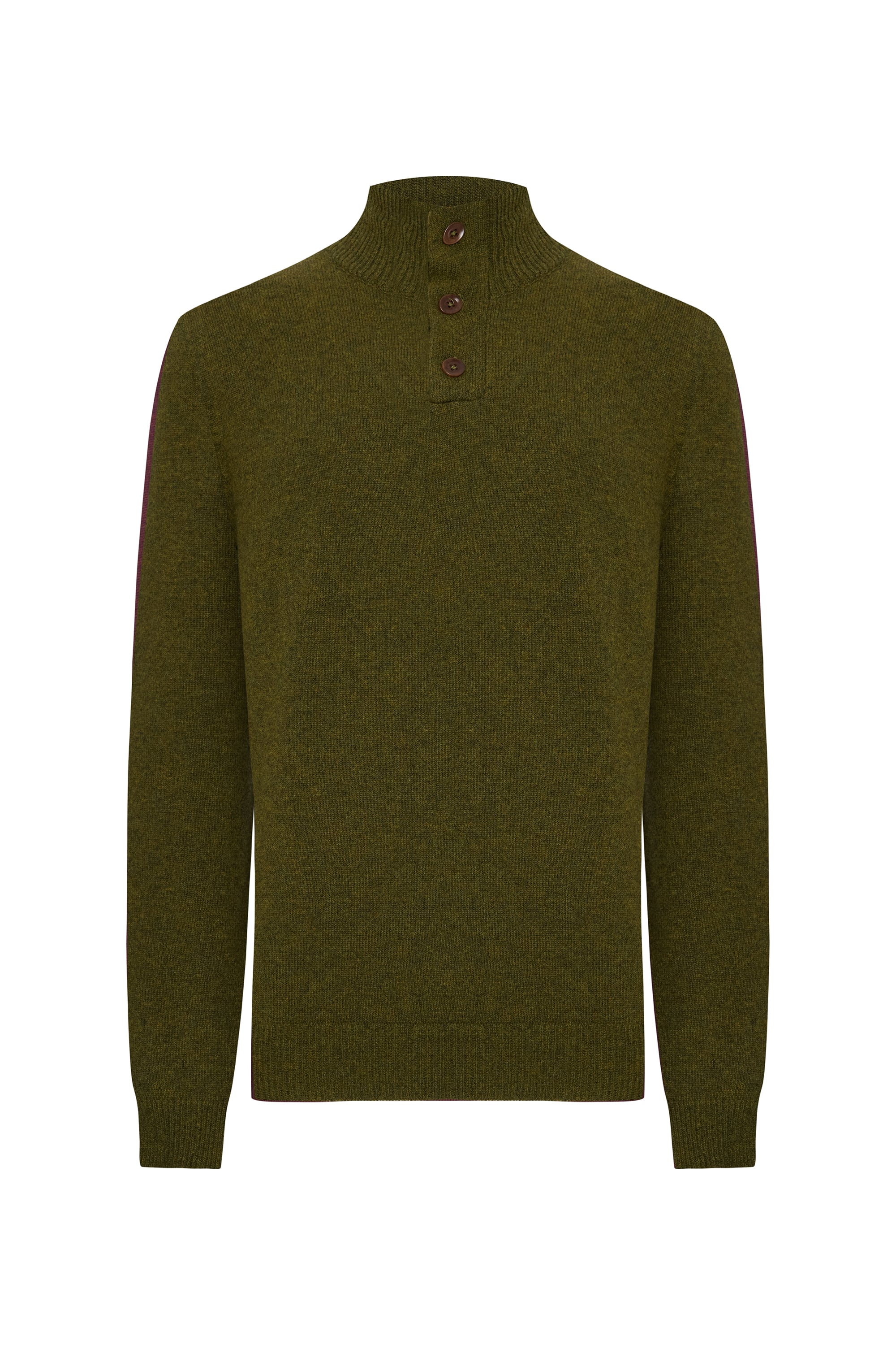 DÜĞMELİ DİK YAKA YÜN KAZAK