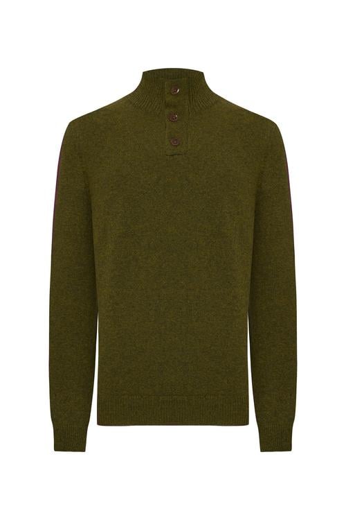  DÜĞMELİ DİK YAKA YÜN KAZAK