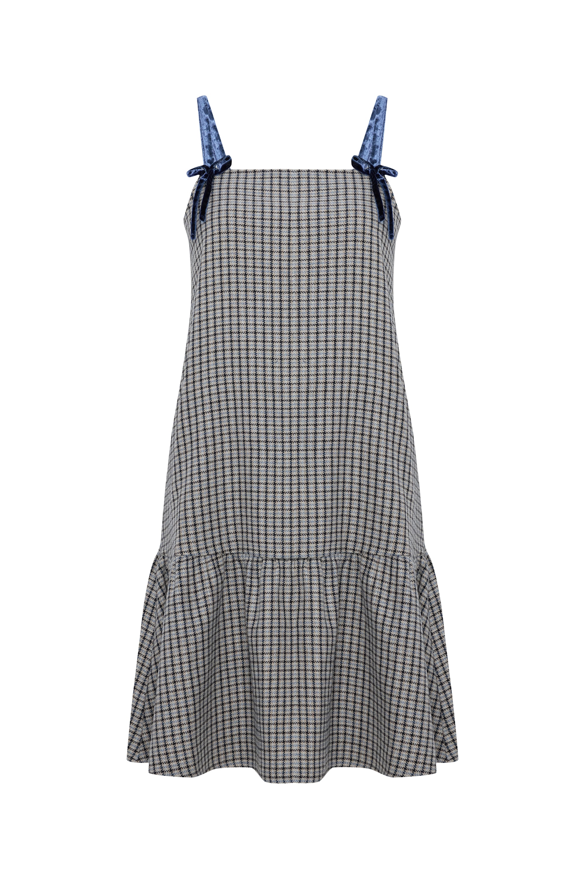 EKOSELİ KADİFE ASKILI MİNİ ELBİSE