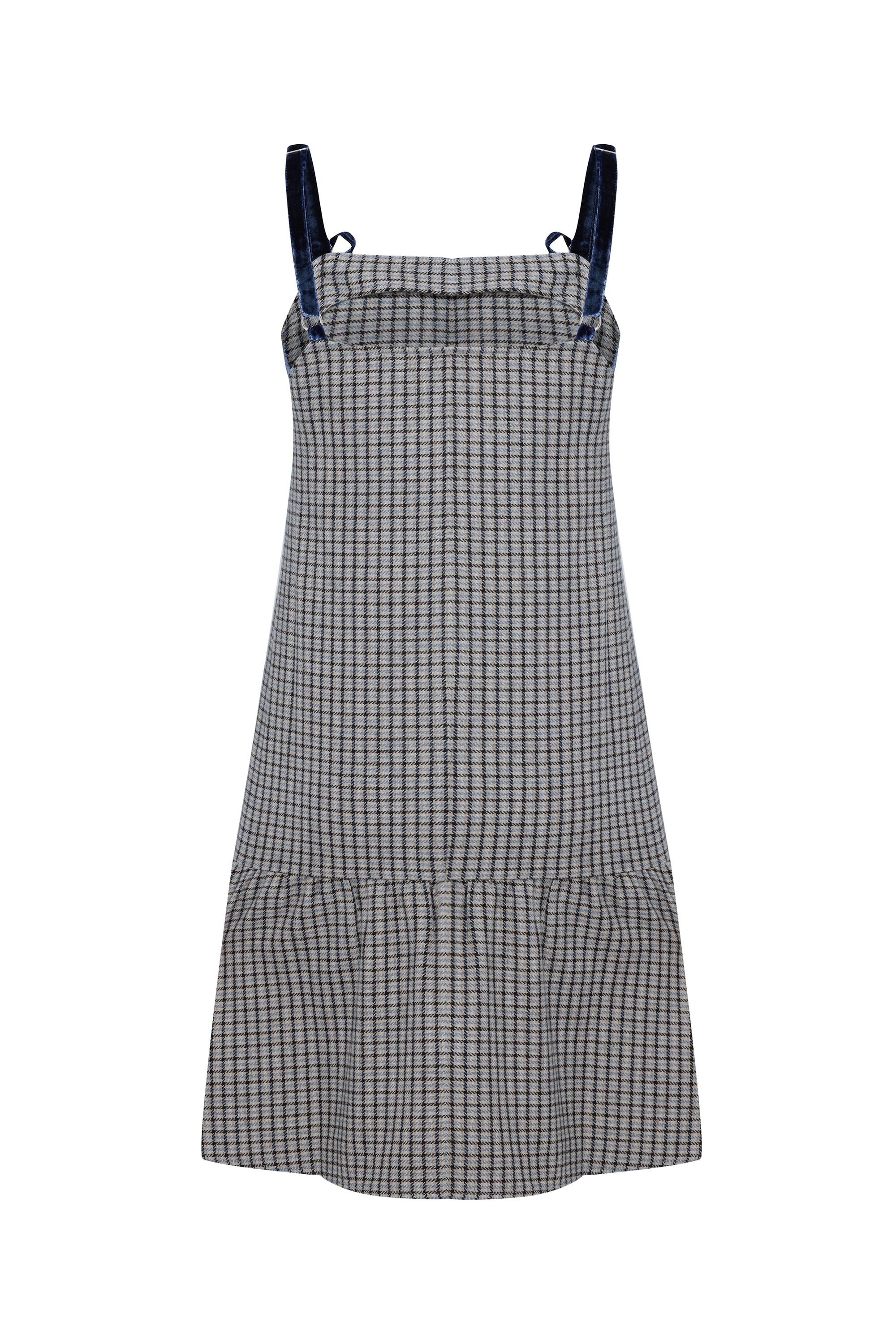 EKOSELİ KADİFE ASKILI MİNİ ELBİSE