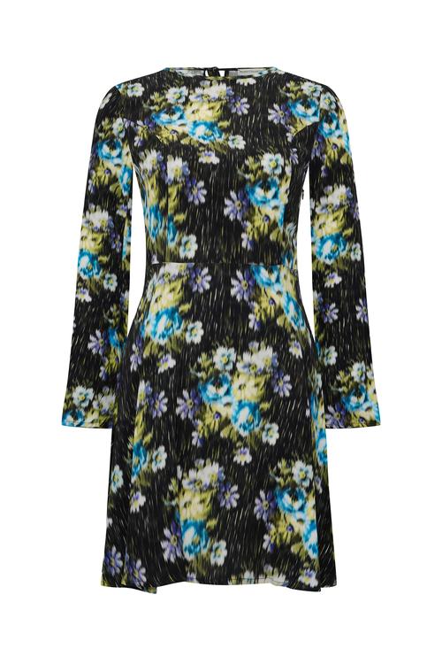 FLORAL BASKILI MİNİ ELBİSE