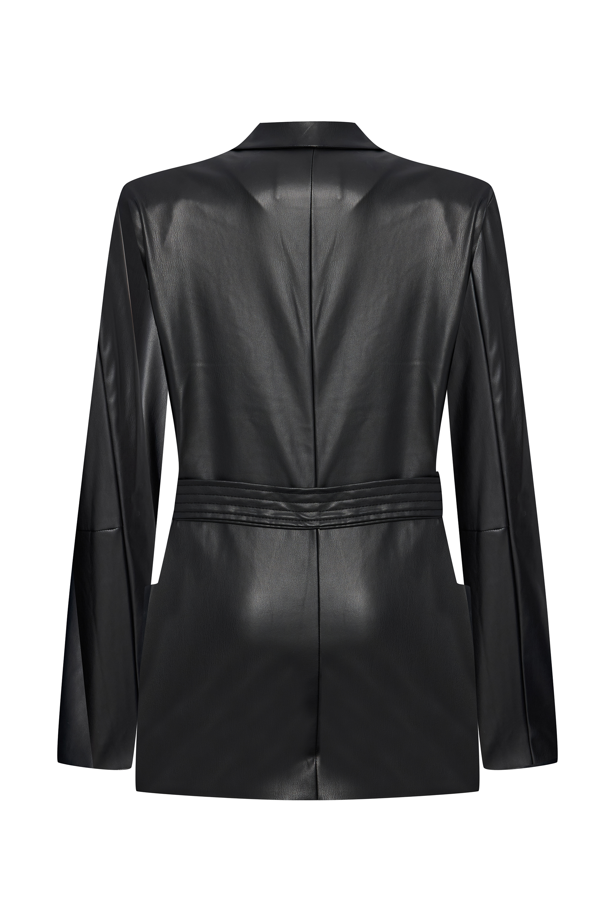 KEMERLİ DERİ GÖRÜNÜMLÜ KISA TRENÇKOT