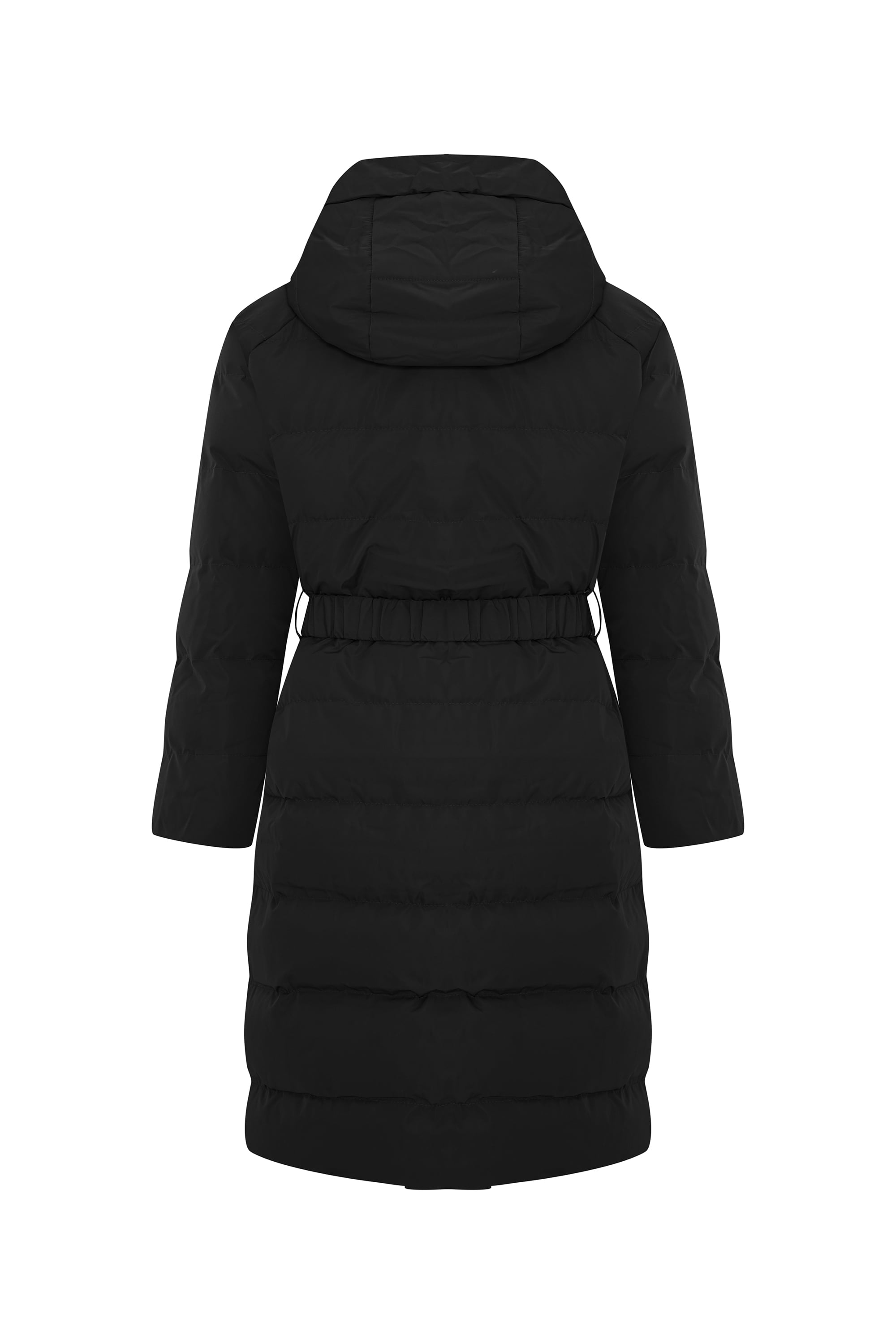 KAPÜŞONLU KEMERLİ UZUN ŞİŞME MONT