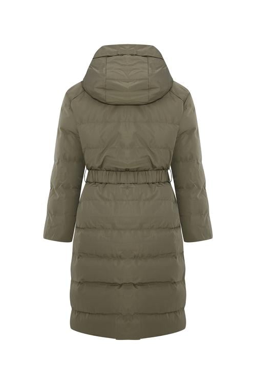  KAPÜŞONLU KEMERLİ UZUN ŞİŞME MONT