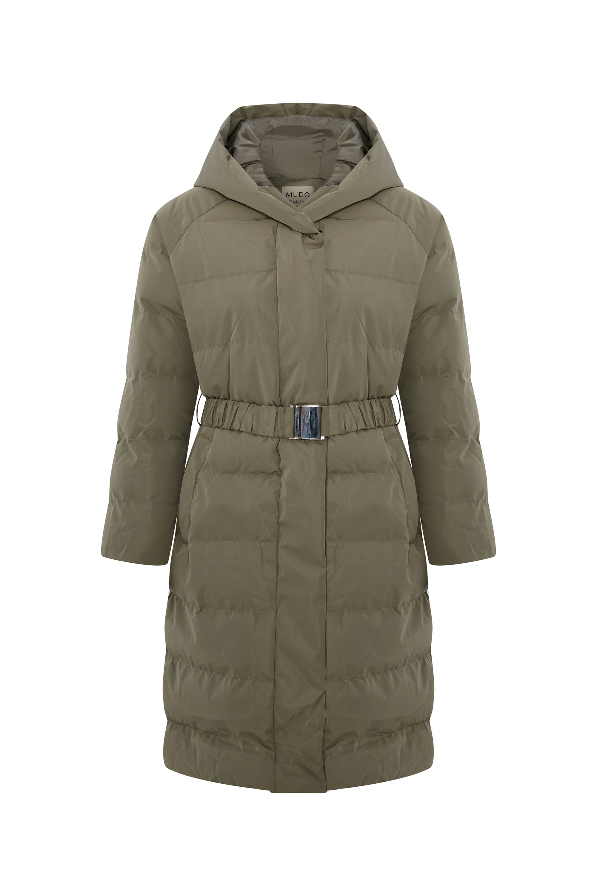 KAPÜŞONLU KEMERLİ UZUN ŞİŞME MONT