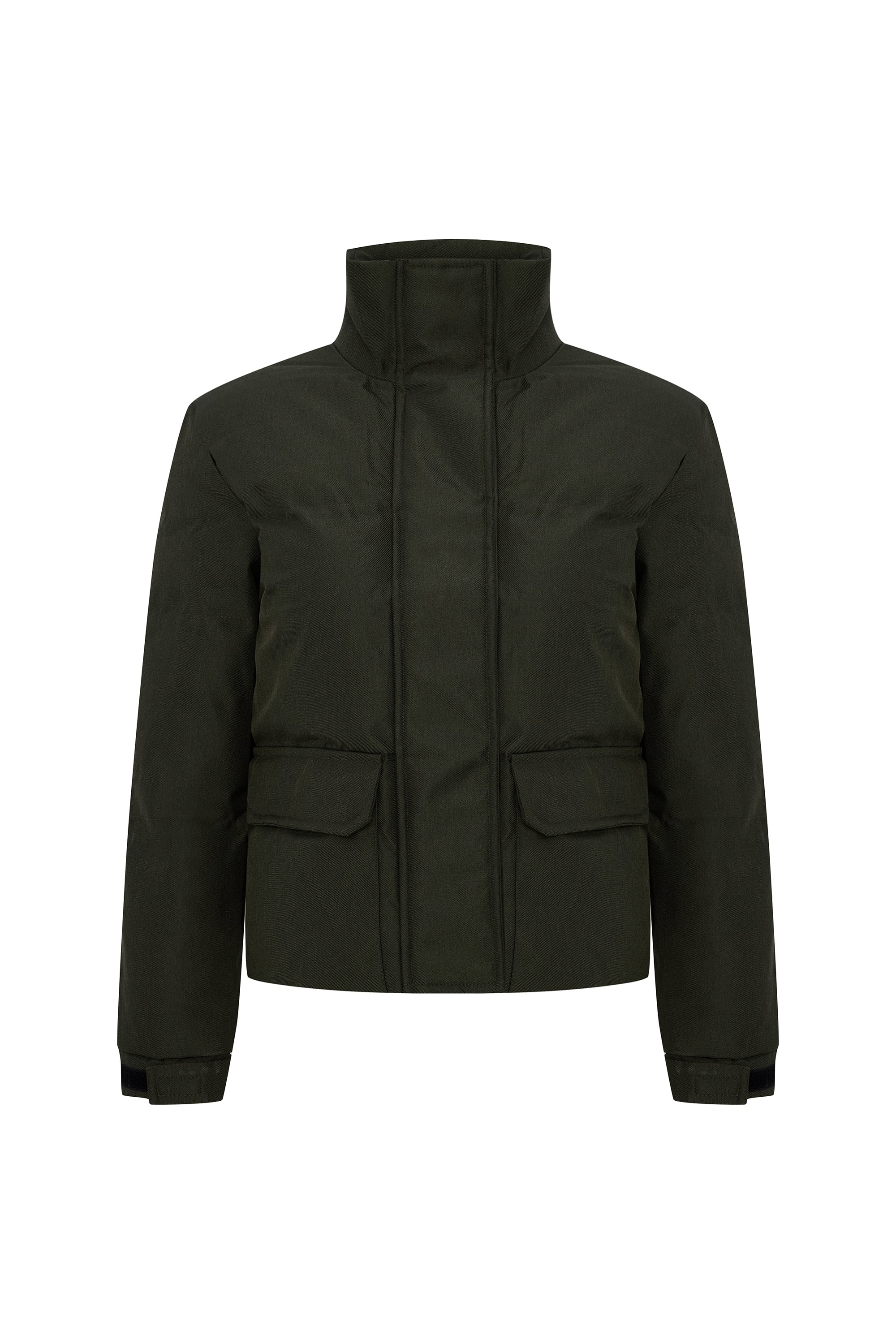 DİK YAKA KAPİTONELİ ŞİŞME CROP MONT