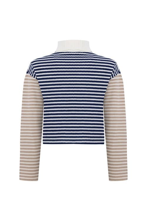  ÇİZGİLİ BALIKÇI YAKA KAZAK