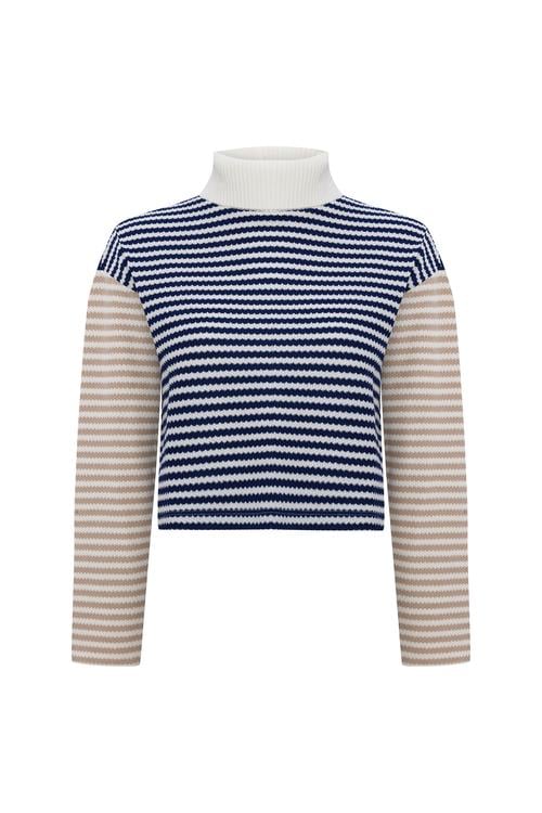 ÇİZGİLİ BALIKÇI YAKA KAZAK