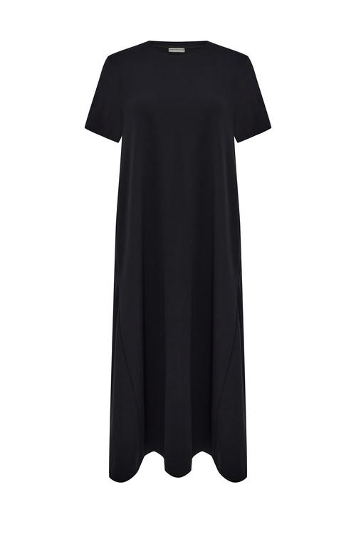  A FORM KISA KOLLU MİDİ ELBİSE