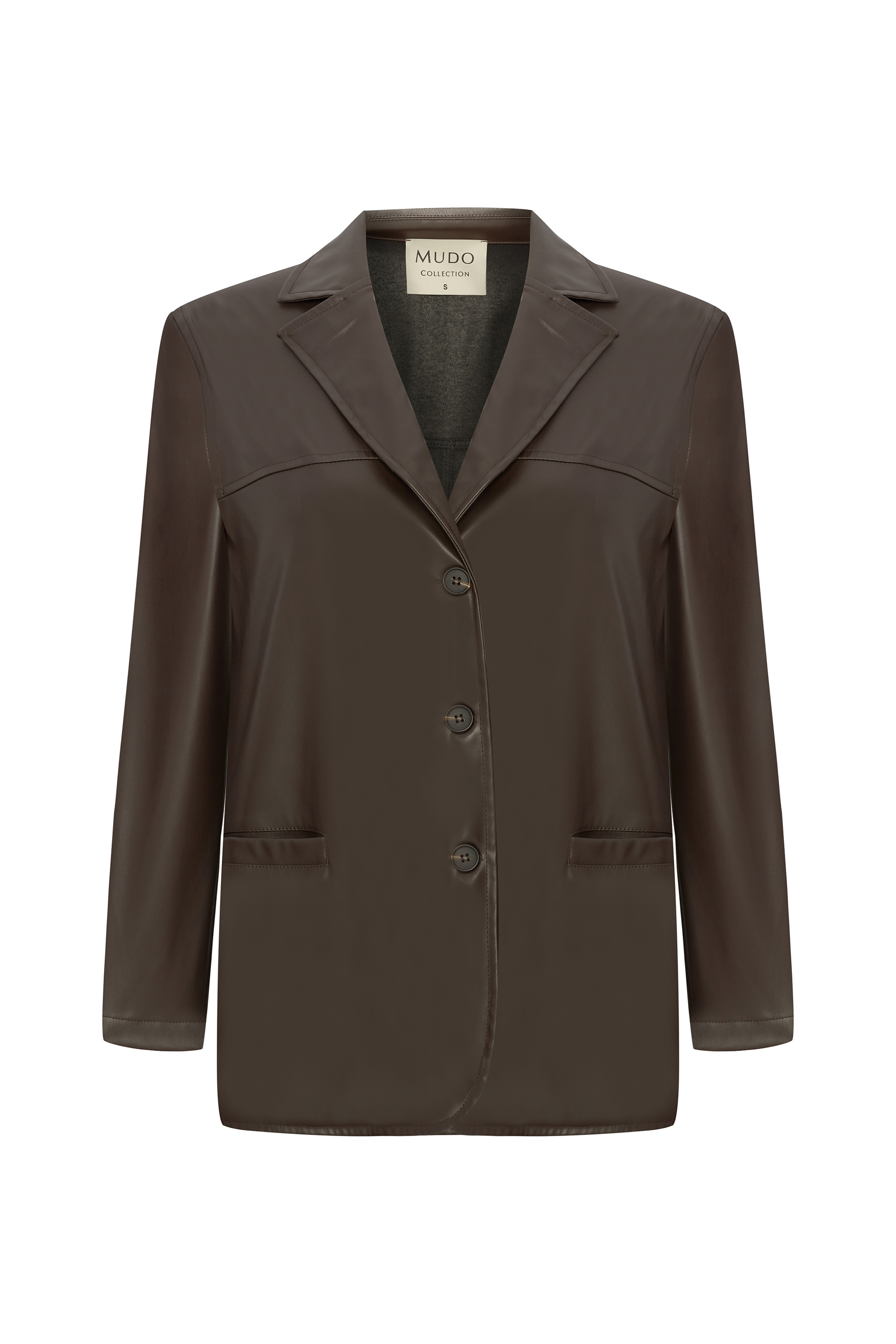 DERİ GÖRÜNÜMLÜ BLAZER CEKET