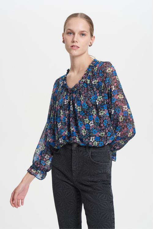  ÇİÇEK DESENLİ ŞİFON BLUZ