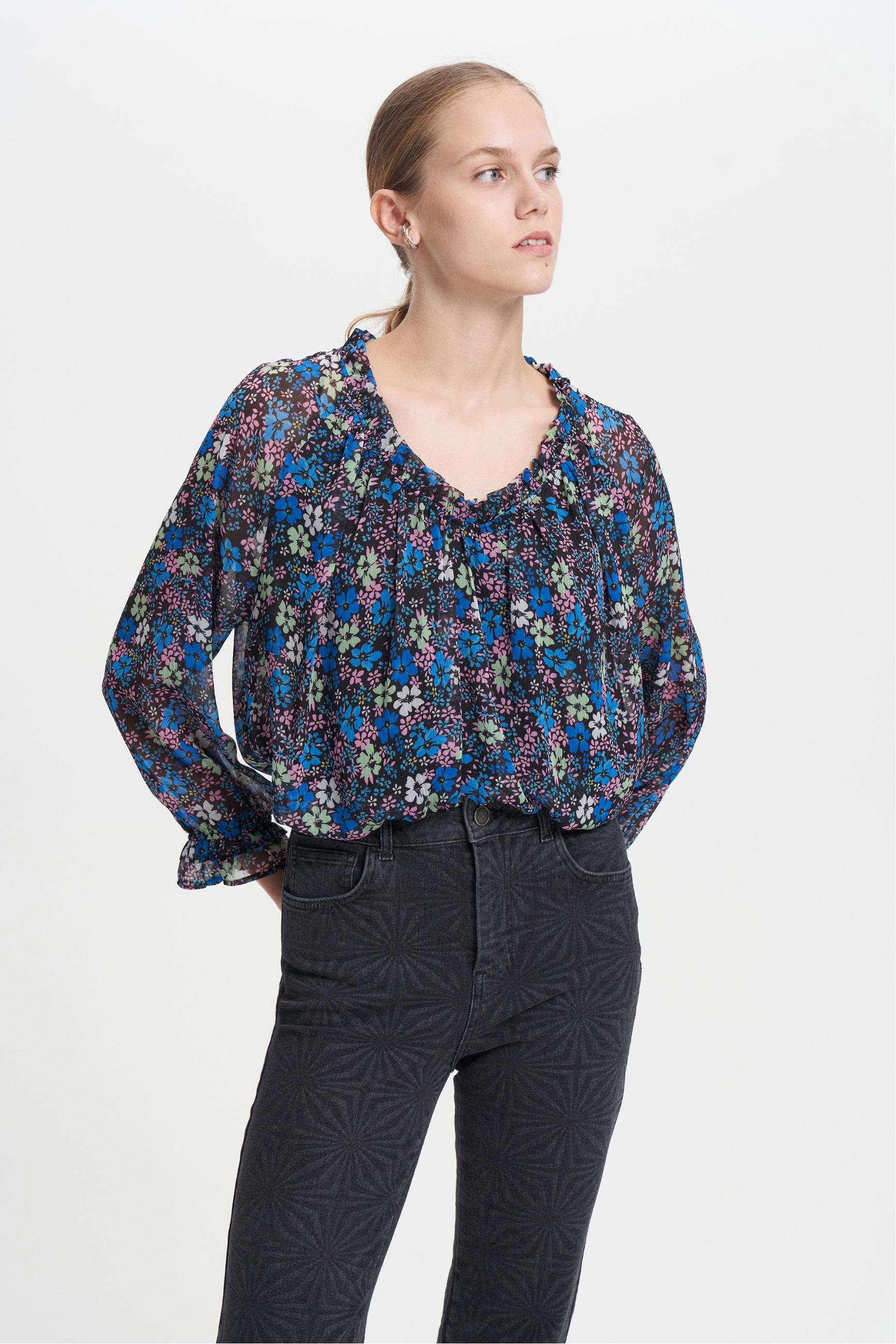 ÇİÇEK DESENLİ ŞİFON BLUZ