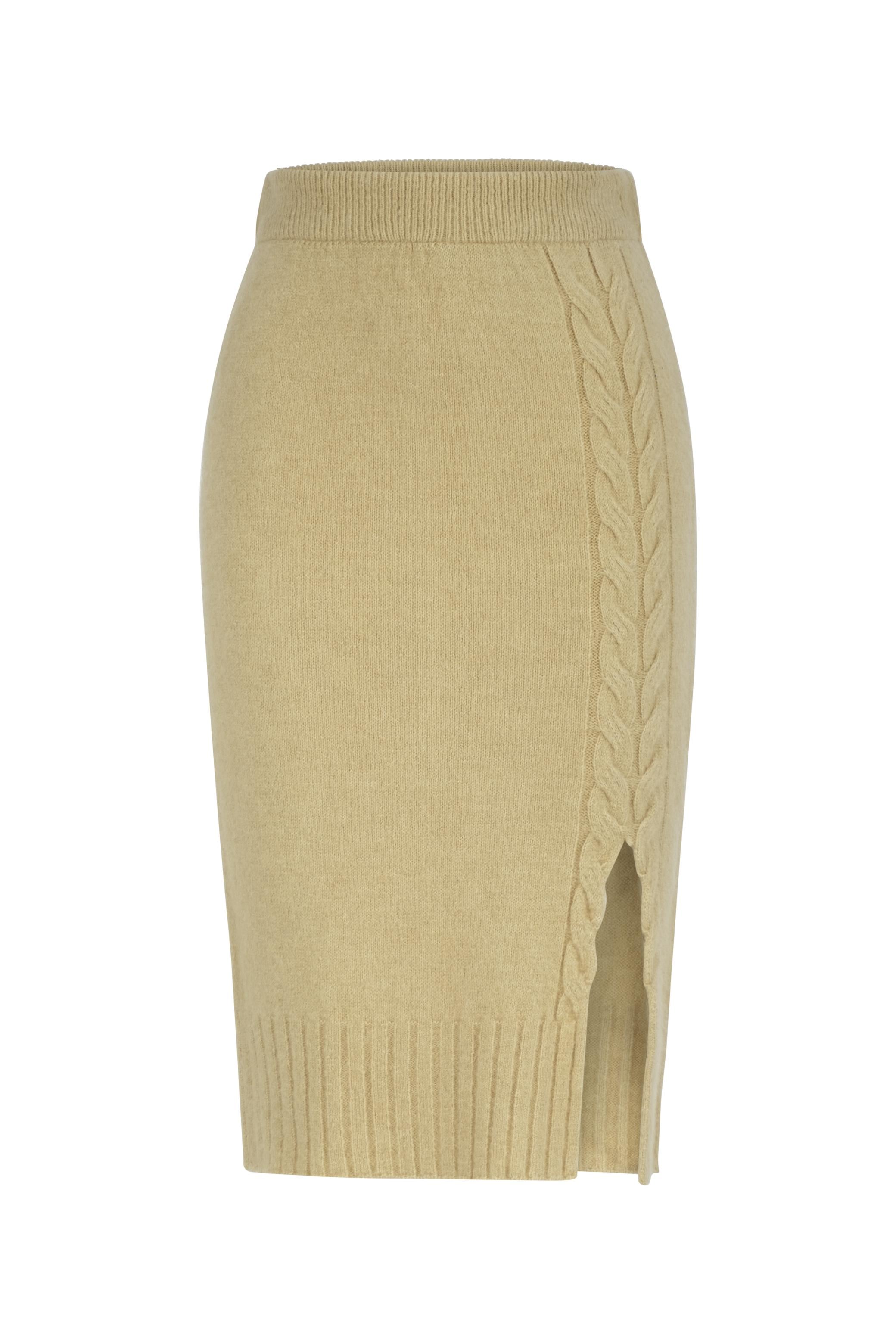 YIRTMAÇLI DÜZ KESİM MİDİ TRİKO ETEK