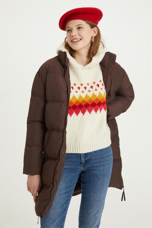  KAPÜŞONLU JAKARLI TRİKO KAZAK