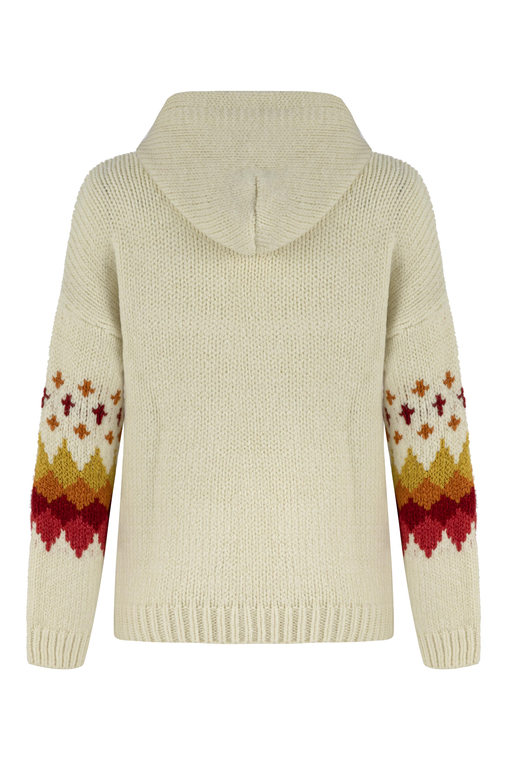 KAPÜŞONLU JAKARLI TRİKO KAZAK