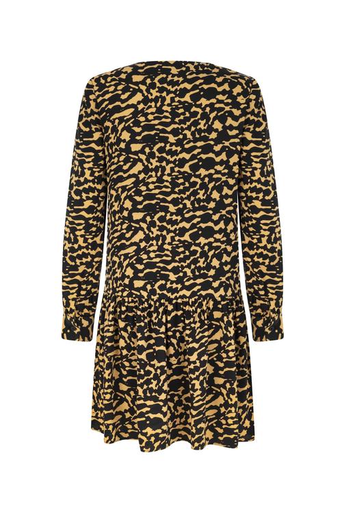  LEOPAR DESENLİ UZUN KOLLU MİNİ ELBİSE