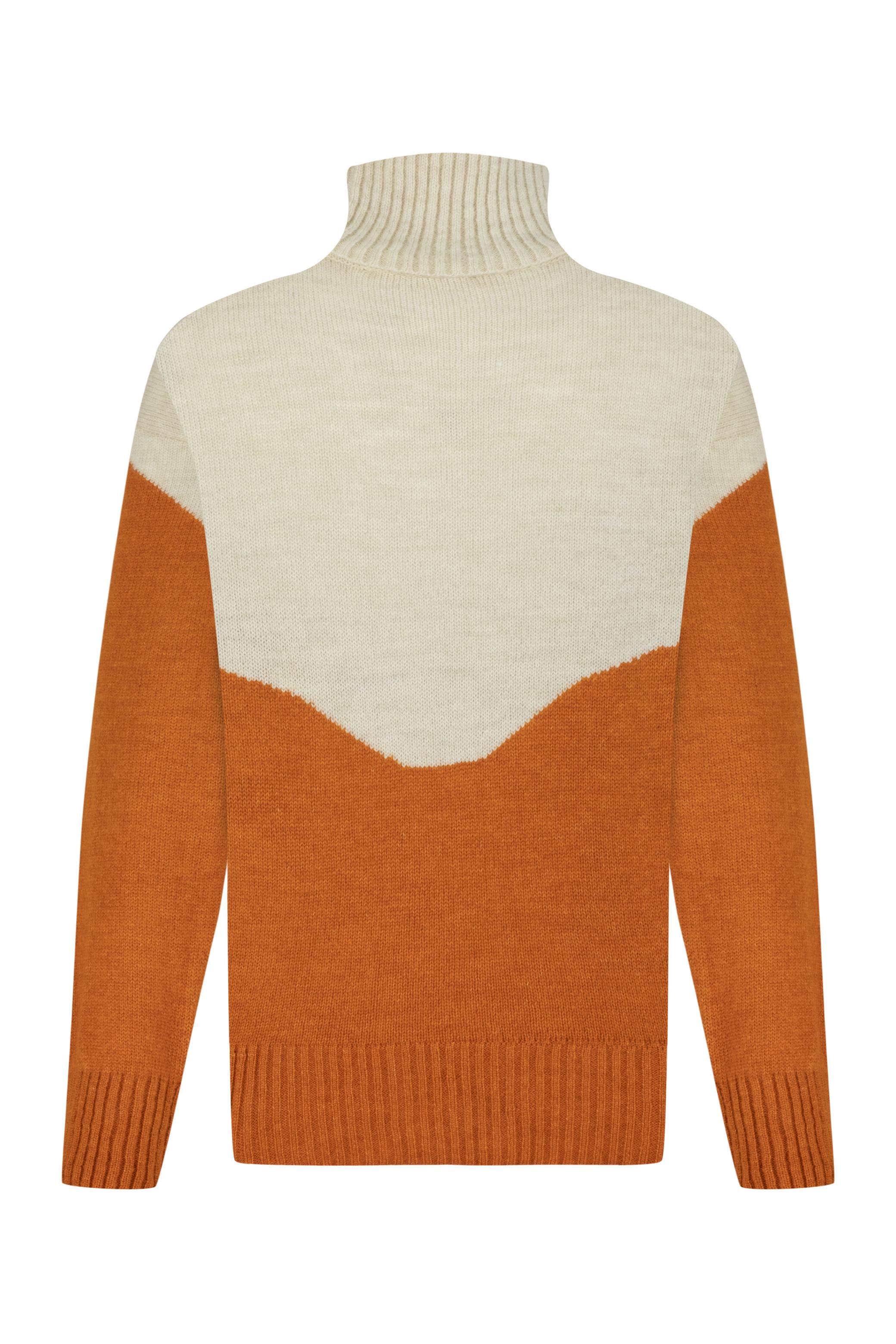 RENK BLOKLU BALIKÇI YAKA TRİKO KAZAK