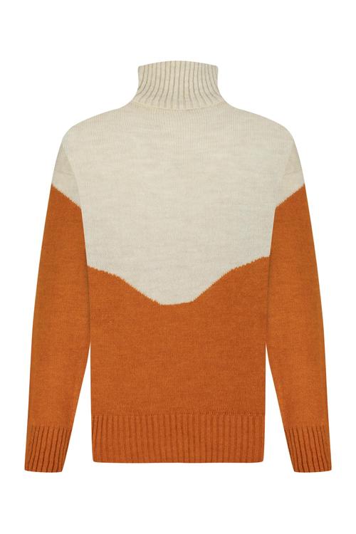 RENK BLOKLU BALIKÇI YAKA TRİKO KAZAK