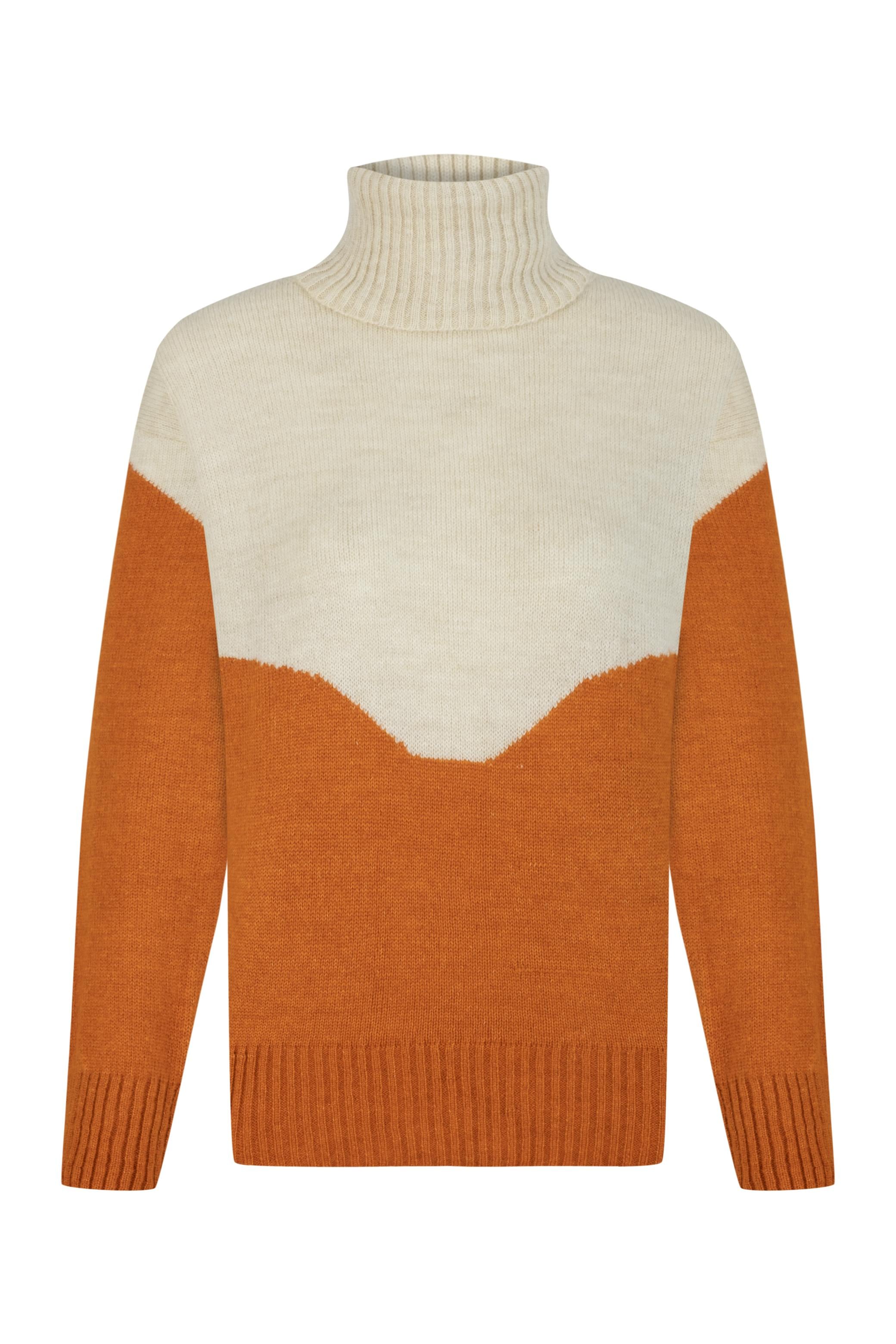 RENK BLOKLU BALIKÇI YAKA TRİKO KAZAK