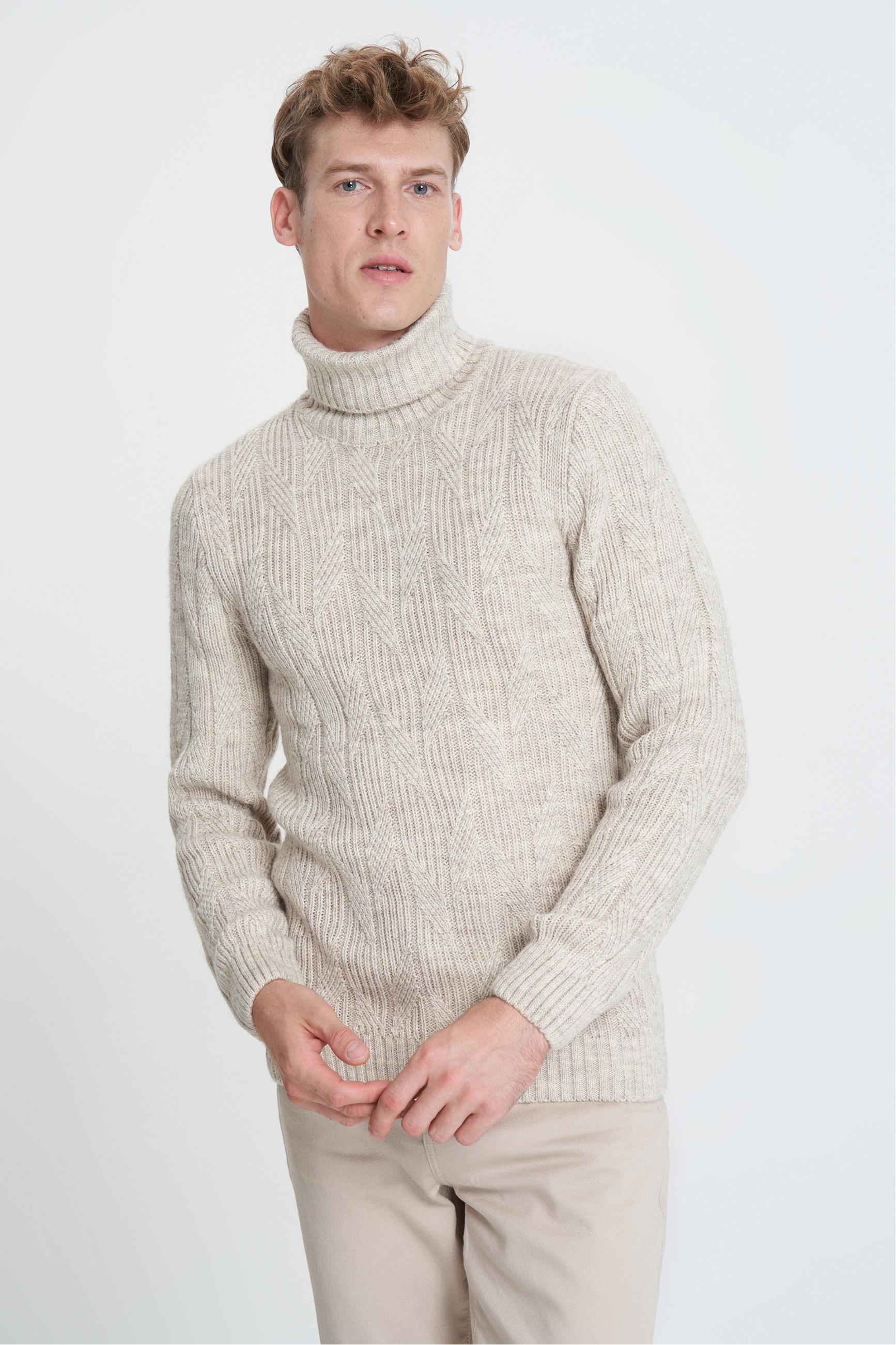 BALIKÇI YAKA ÖRGÜLÜ KAZAK