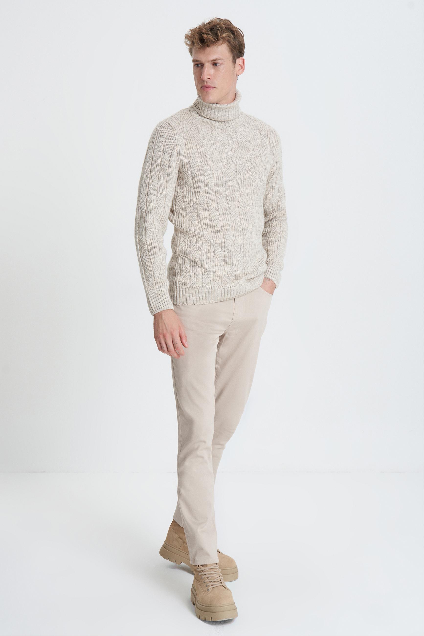 BALIKÇI YAKA ÖRGÜLÜ KAZAK