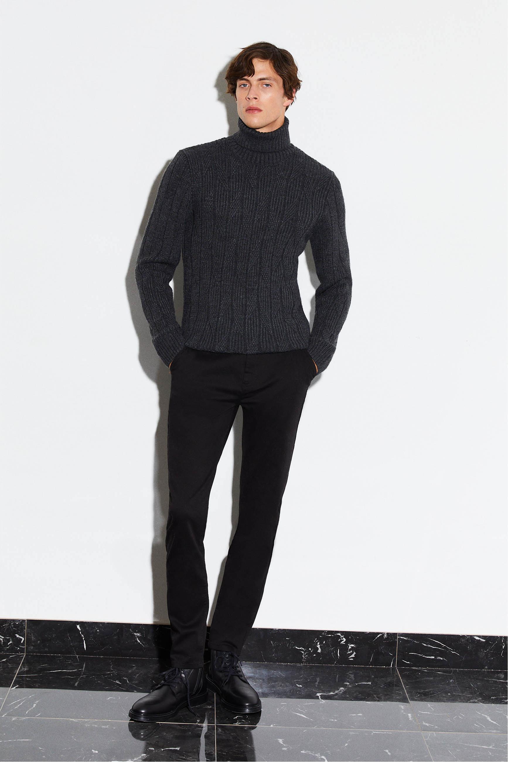 BALIKÇI YAKA ÖRGÜLÜ KAZAK