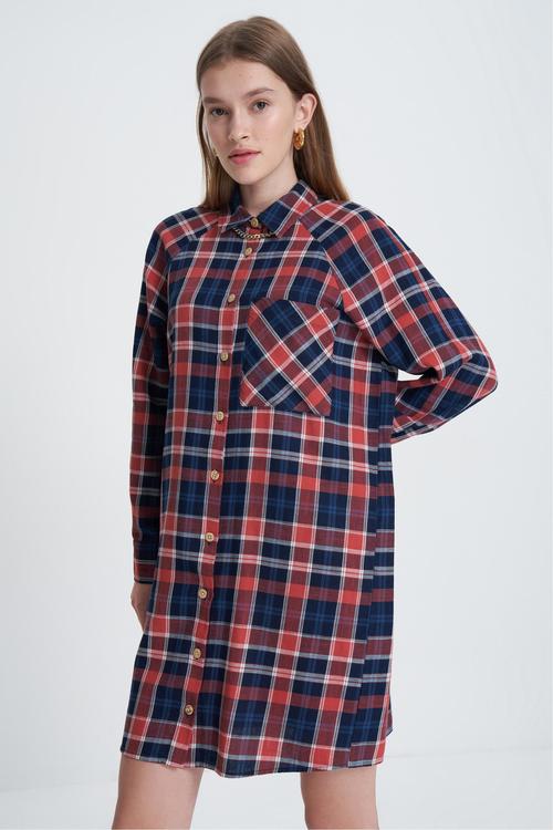 EKOSELİ MİNİ GÖMLEK ELBİSE