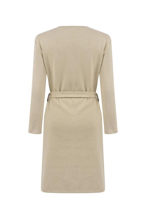  BELİ KUŞAKLI DÜZ KESİM MİNİ ELBİSE