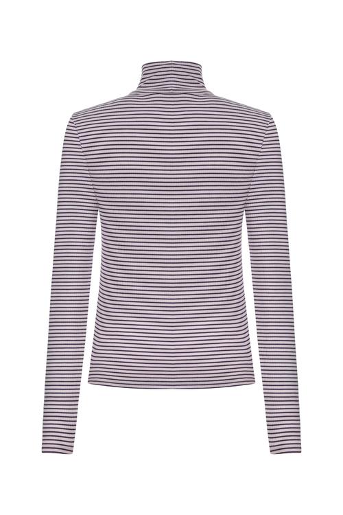  ÇİZGİLİ DİK YAKA UZUN KOLLU T-SHIRT